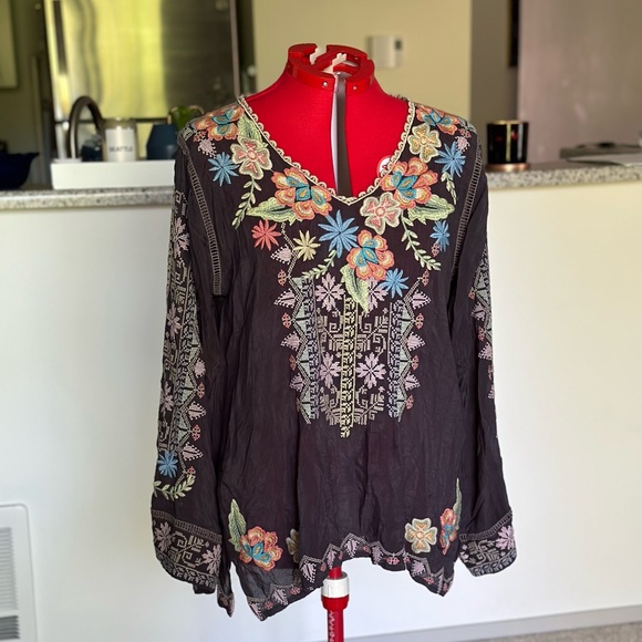 Johnny Was Riveda Long-Sleeve Embroidered Blouse - Picture 2 of 9